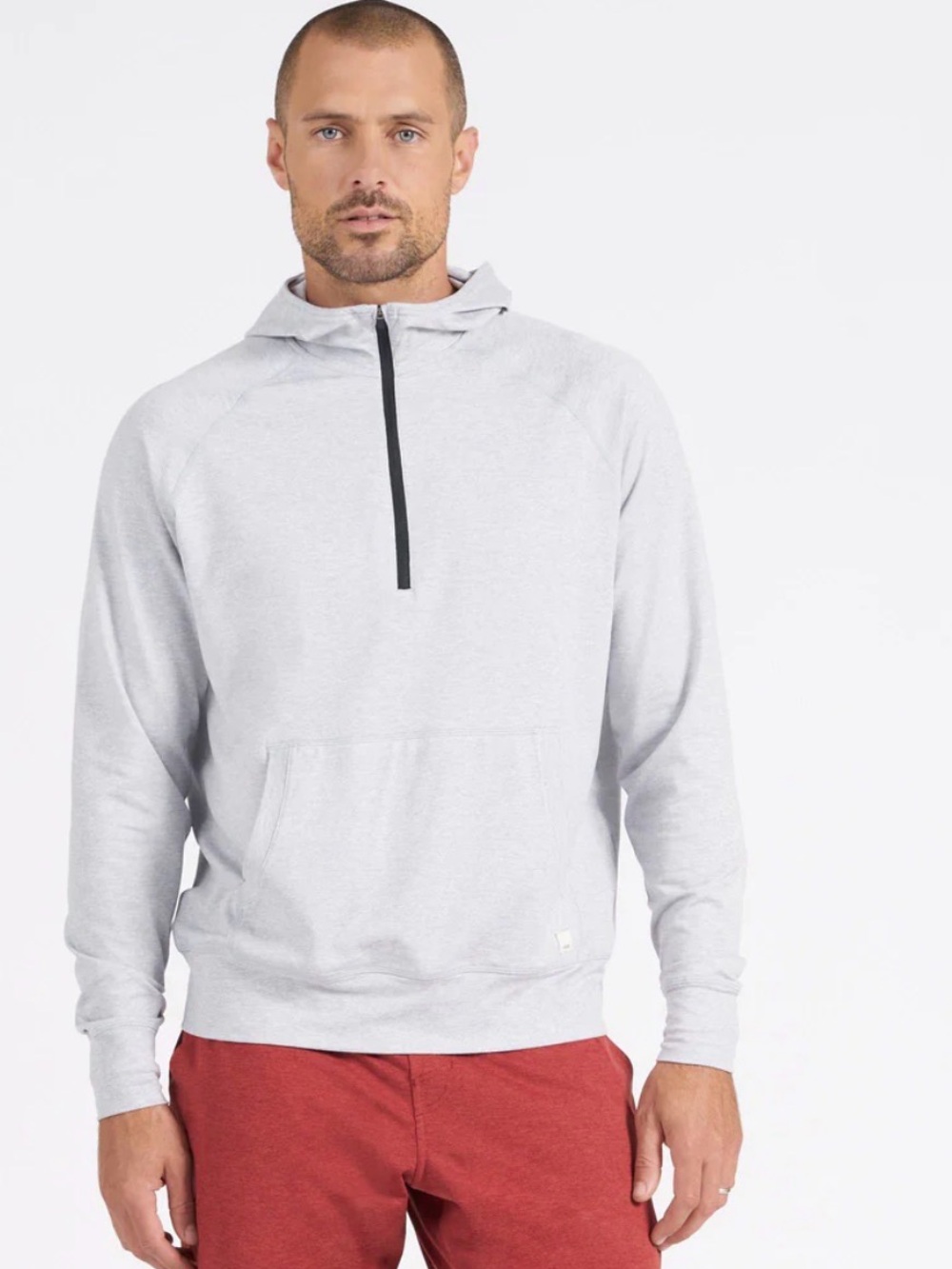 Men's Vuori Ponto Light Gray Half-Zip Hoodie